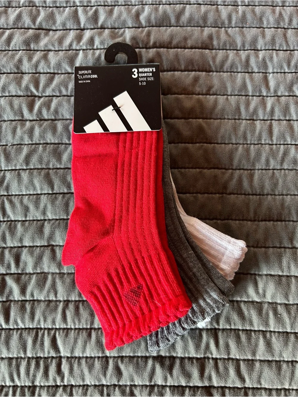 adidas Women's 3-Pack Quarter Socks - Red, Gray & White